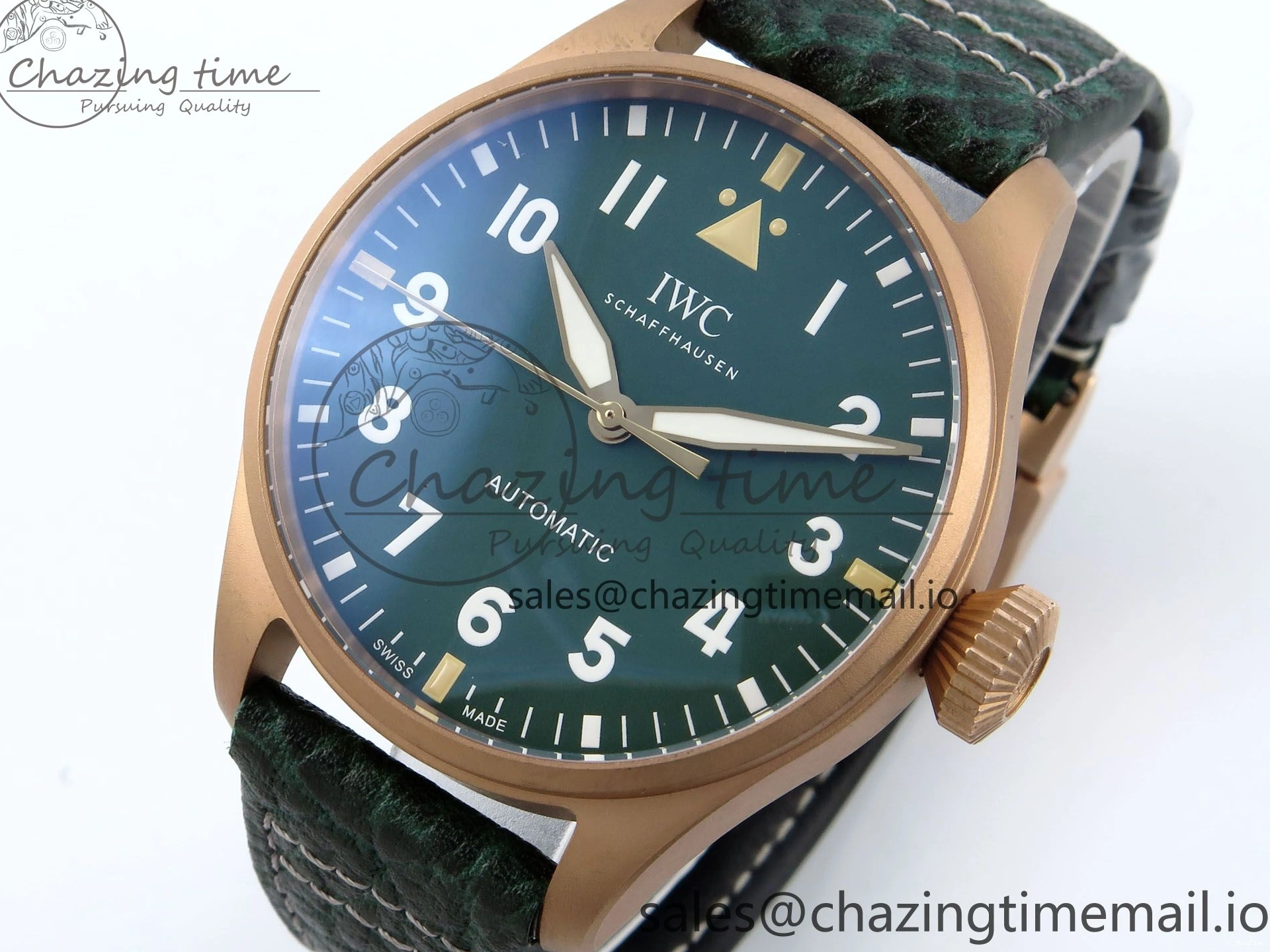 MIROTIME 0307 Durable Big Pilot IW329702 M+F 1:1 Best Edition Green Dial on Green Leather Strap MY 7006